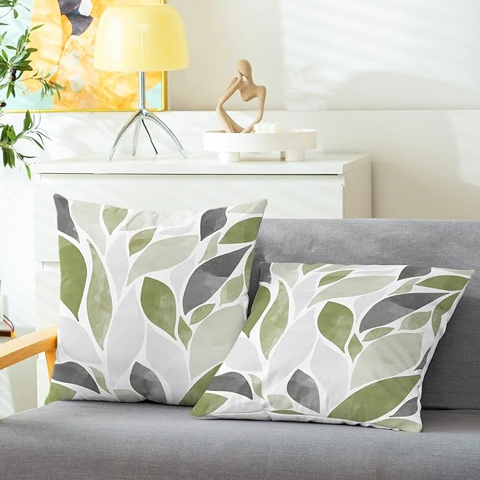 CaliTime Throw Pillow Cases Pack of 2 Cozy Fleece Falling Dahlia Floral Flowers Petals Decorative Cushion Covers for Couch Bed Sofa Farmhouse Decoration 16 X 16 Inches Sage Green Grey