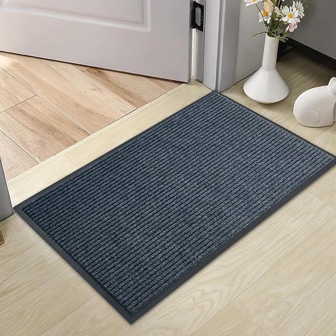 Front Door Mat,2'x4'Indoor Outdoor Door Mat,Heavy Duty Durable Welcome,Commercial Floor Mats Inside Outside Entrance, Waterproof All-Season, All-Weather Non Slip Backing Doormat for Entryway,Dark Gray