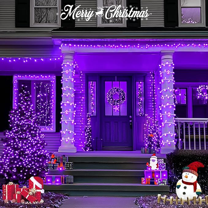 JMEXSUSS 163 FT 500 LED Purple Halloween Lights, 8 Modes Purple Light Indoor Outdoor Waterproof, Remote Control Christmas String Lights Plug-in for Halloween Roof Bedroom Party Tree