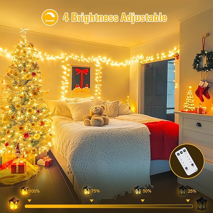 JMEXSUSS 168FT 600 LED Christmas Lights Outdoor Waterproof 8 Modes Warm White Christmas Tree Lights Plug in String Fairy Lights for Outside Indoor for Bedroom Wedding Party Holiday Xmas Decorations