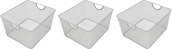 YBM HOME Kitchen Pantry Organizer Wire Baskets for Shelves, Cabinets, Pantry, Countertop, Mesh Open Storage Bin Metal Basket for Organizing Food Supplies, 3 Pack, 10x9x6