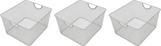 YBM HOME Kitchen Pantry Organizer Wire Baskets for Shelves, Cabinets, Pantry, Countertop, Mesh Open Storage Bin Metal Basket for Organizing Food Supplies, 3 Pack, 10x9x6
