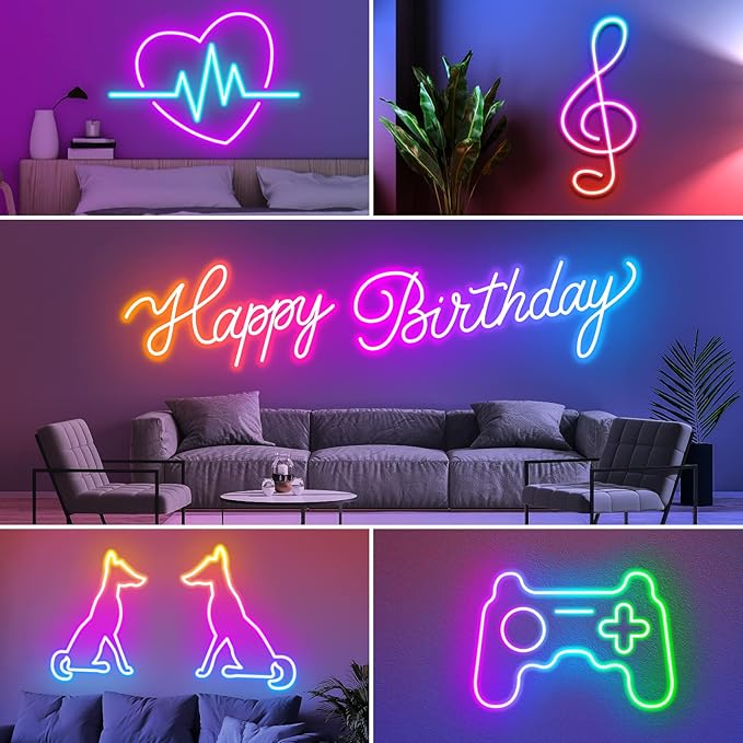 AILBTON 60FT Led Neon Rope Lights Control with App/Remote,Flexible Led Rope Light,Multiple Modes,IP65 Outdoor RGB Lights Waterproof,Music Sync Gaming Led Neon Strip Light for Bedroom Decor