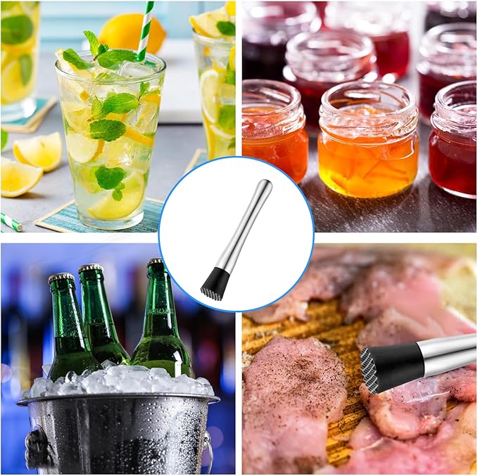 20 Pcs Muddler for Cocktails - Stainless Steel Bar Muddler Tool, Muller for Drinks Ice Crusher, Bartender Tools Set Home Bartender Bars Accessories
