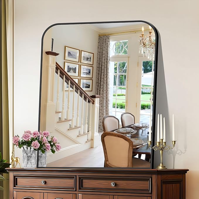 Bathroom Mirror, 30x36 inch Black Rectangle Wall Mounted Mirror with Thin Frame, Bathroom Vanity Mirrors for Over Sink, Entryway, Living Room, Bedroom