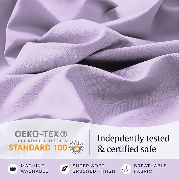 LuxClub 4 PC California King Sheet Set, Breathable Luxury Bed Sheets, Deep Pockets Wrinkle Free Cooling Sheets Machine Washable Hotel Bedding Silky Soft - Lavender Cal King