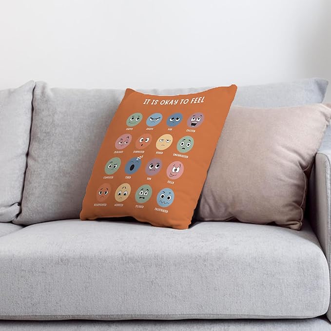 Nogrit Counseling Office Must Haves Throw Pillow Cover, Calming Corner, Mental Health Pillowcase Decor for Home Kids,Mental Health Counselor Gifts, Calming Corner Pillow Covers 18x18 Earthy Yellow