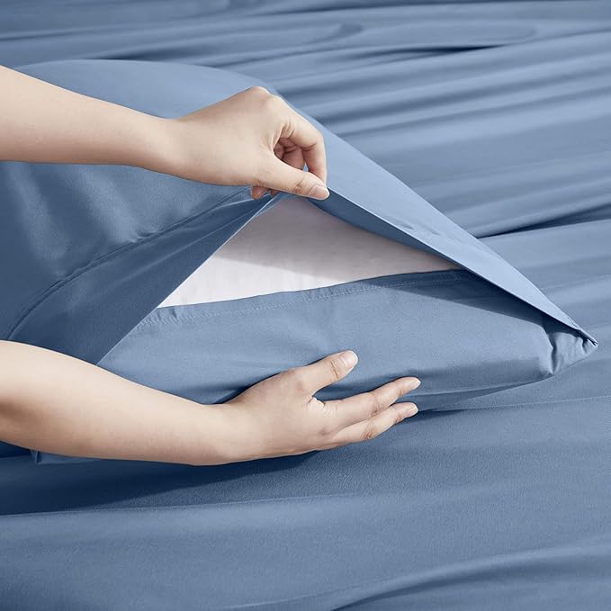 Nestl Extra Deep Twin XL Sheet Set - 4 Piece Breathable & Cooling Sheets - Hotel Luxury Bedding Set w/18-24 Inch Deep Pockets - Easy & Secure Fit - Super Soft, Wrinkle Free & Comfy - Blue Heaven