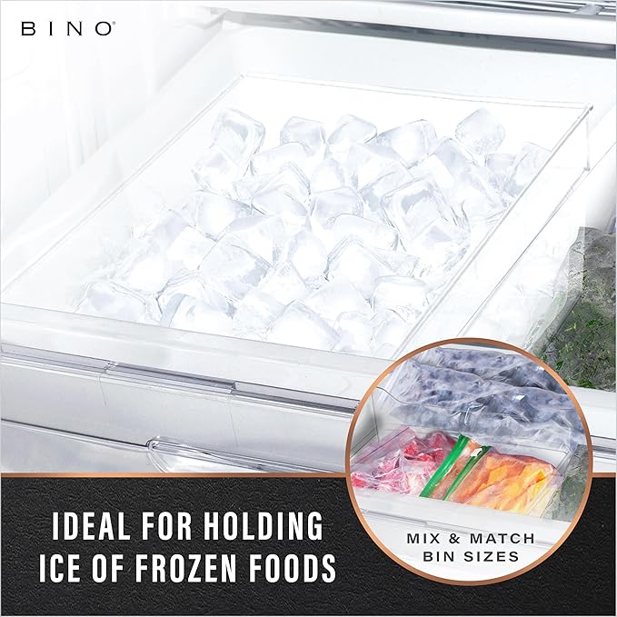 BINO | Plastic Storage Bins, Small | THE HANDLER COLLECTION | Multipurpose Organizer Bins | Kitchen Pantry Organizers and Storage | Clear Containers for Organizing Home | Freezer Organizer