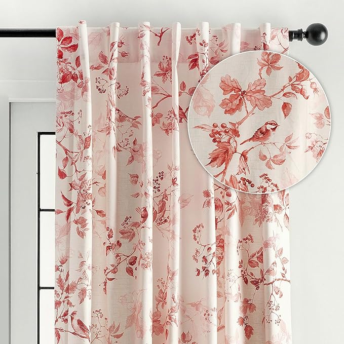 Maison d' Hermine Curtains for Living Room 100% Cotton 84 inch Length One Panel Light Filtering Curtains for Bedroom Windows with Rod and Loop Pockets Drapes (Equinoxe Terracotta, 50" W x 84" L)