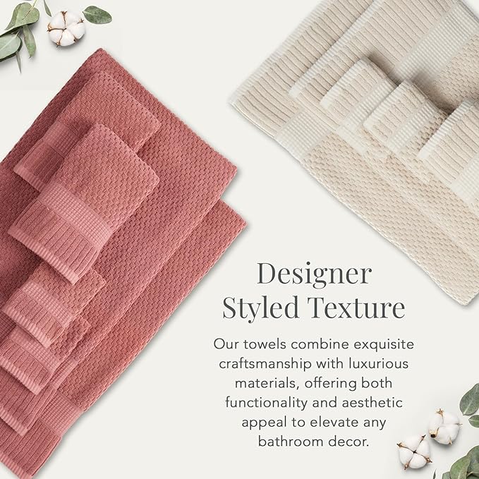 NY Loft 100% Cotton 4 Pack Bath Towel Set| Super Soft & Absorbent Quick-Dry Bath Towels 30" x 52" |Textured and Durable Cotton | Trinity Collection (4 Pack, Sage)