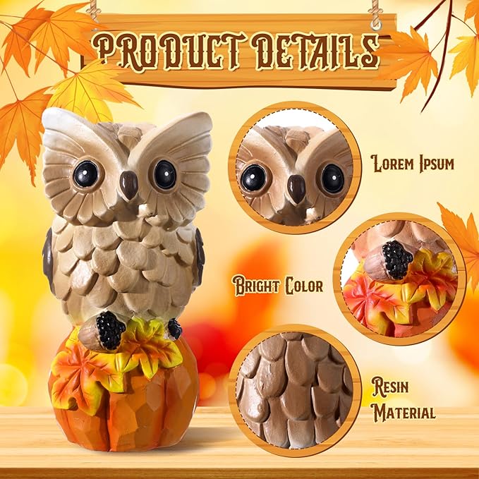 Owl Fall Decor Resin Fall Pumpkin Table Centerpieces Thanksgiving Day Table Decoration Country Style Owl on Pumpkin Autumns Home Garden Holiday Decor