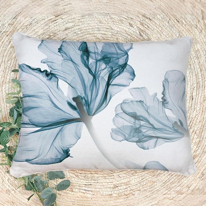 Textured Modern Minimalist Pillow Cover with Creative Floral Print, Digital-Printed Square Cushion Cover for Living Room Sofa (24 * 32inch-03027)