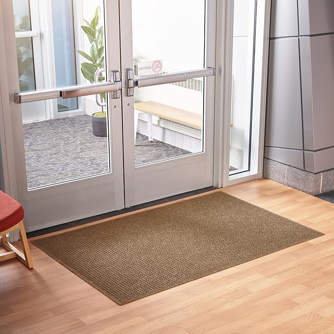 Consolidated Plastics Aquasorb Classic Indoor/Outdoor Entrance Floor Mat with Non-Slip Rubber Backing, Fabric Border, Stain Resistant and Quick Drying Commercial Grade (35" x 45", Medium Brown)