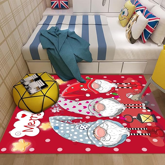 kxry Area Rugs 6X9 Feet, Merry Christmas Dwarves Soft Machine Washable Area Rugs Xmas Snow Non Slip Foldable Floor Carpet for Living Room Bedroom Dining Room Dorms Nursery Rooms Office