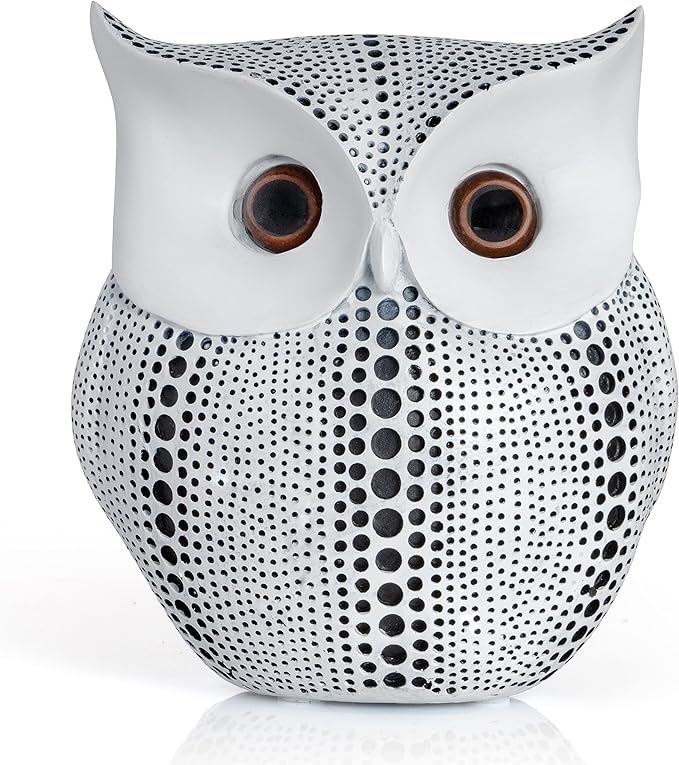 Ornativity White Owl Statue Figurine - Animal Sculpture Home Decoration Figure for Bedroom Living Room Kitchen Office Bathroom House Decor Figurines 6"