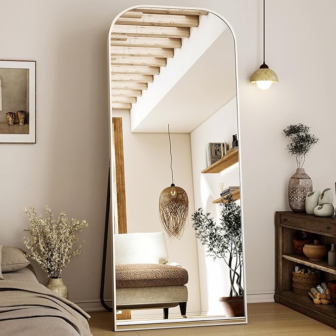 Full Length Mirror, 71"x28" Floor Mirror Freestanding, Arched Floor Standing Large Mirror Full Body Mirrors with Stand for Bedroom, Hanging Mounted Mirrors for Living Room, Silver