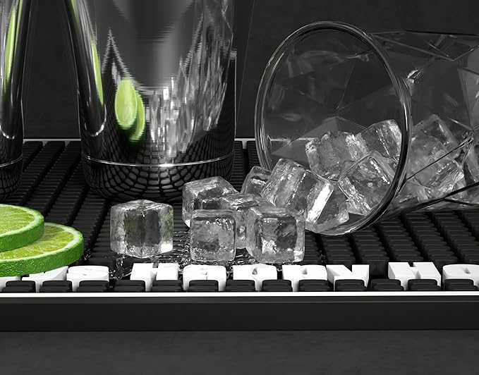 Highball & Chaser Premium Custom Bar Mat 18in x 12in 1cm Thick Durable and Stylish Service Bar Mat for Spills, Coffee, Bars, Restaurants, Counter Top Dish Drying Mat (Happy Hour)