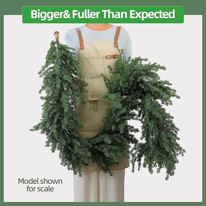 Norfolk Pine Garland – 6FT Artificial Christmas Garland, Greenery Garland for Winter Holiday Decorations, Indoor Outdoor Use on Mantel, Table, Wall or Door