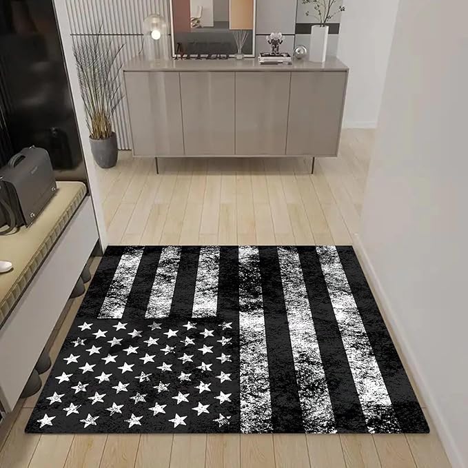 kxry 4 * 6 Feet USA American Flag Soft Area Rugs for Kids Girls Boys Dirty US Stars Stripes Flags Floor Carpet for Living Room Bedroom Dorms Nursery Rooms Home Decor Aesthetic