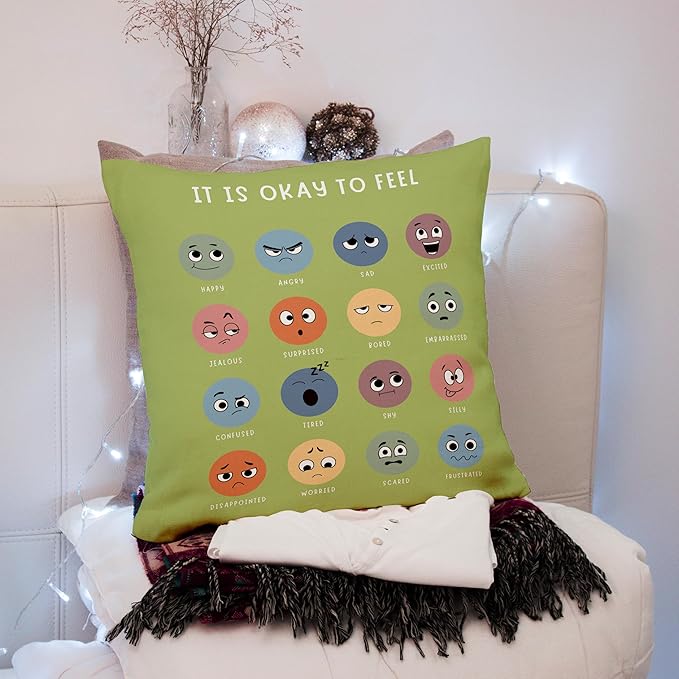 Nogrit Counseling Office Must Haves Pillow Cover, Calming Corner, Mental Health Pillowcase Decor for Home Kids,Mental Health Counselor Gifts, Calming Corner Pillow Covers 18x18 Grass Green