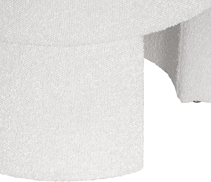 HomePop Sophia Modern Round Ottoman Home Décor|Ottoman for Living Room & Bedroom - White Cream Boucle