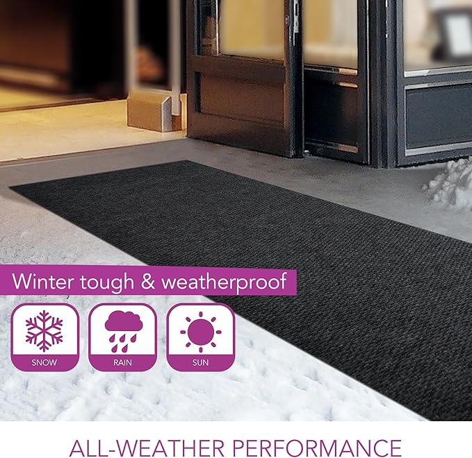 iCustomRug Mudroom Mat – 4x8ft Black, Indoor/Outdoor, Non-Slip Rubber Backing, Low-Profile All-Weather Carpet, Non-Shedding & Easy Care, Entryway Mat Ideal for High Traffic Areas