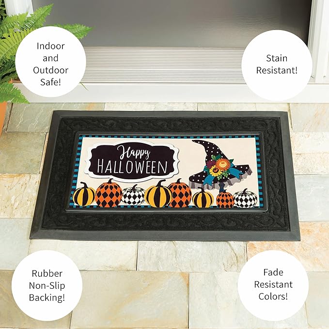 Evergreen Sassafras Fall Christmas Holiday Doormat Insert Bundle & Tray Set of 5, Interchangeable Entrance Door mats Indoor and Outdoor Welcome Mat 30 x 18 Tray Non Slip Backing Low Profile
