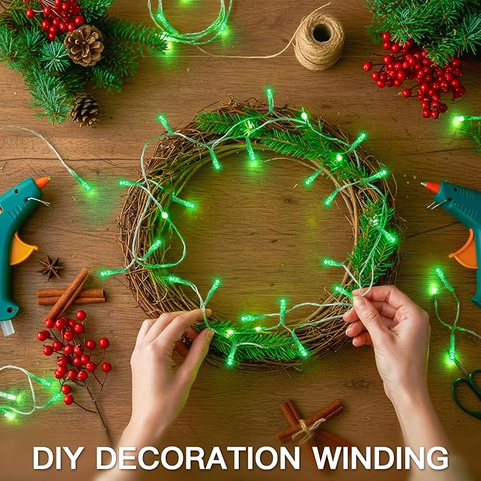 suddus Green Halloween Lights Outdoor with Remote, 66ft 200 LED Connectable Waterproof String Lights Plug in, Dimmable Clear Wire Fairy Lights for Chirstmas, Party, Tree, Garden, Porch Decorations