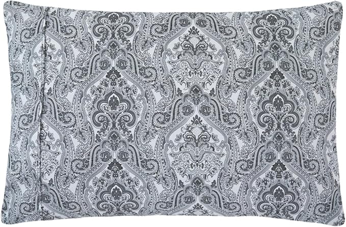 Full Size Bed Sheets Set Deep Pockets - 6PC Paisley Ultra Soft Microfiber Bed Sheets Set - Easy to Clean, 90 Thread Count Sheets with Fitted Sheet, Flat Sheet & Pillowcases (Dark Grey)