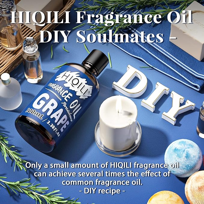 HIQILI Grape Scented Oil - Pure Fruit Fragrance Essential Oil for Candle Making, Diffuser, Lotion, Perfume, DIY, 3.38 Fl Oz Halloween Thanksgiving