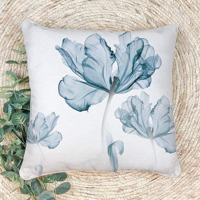 Textured Modern Minimalist Pillow Cover with Creative Floral Print, Digital-Printed Square Cushion Cover for Living Room Sofa (26 * 26inch-03025)