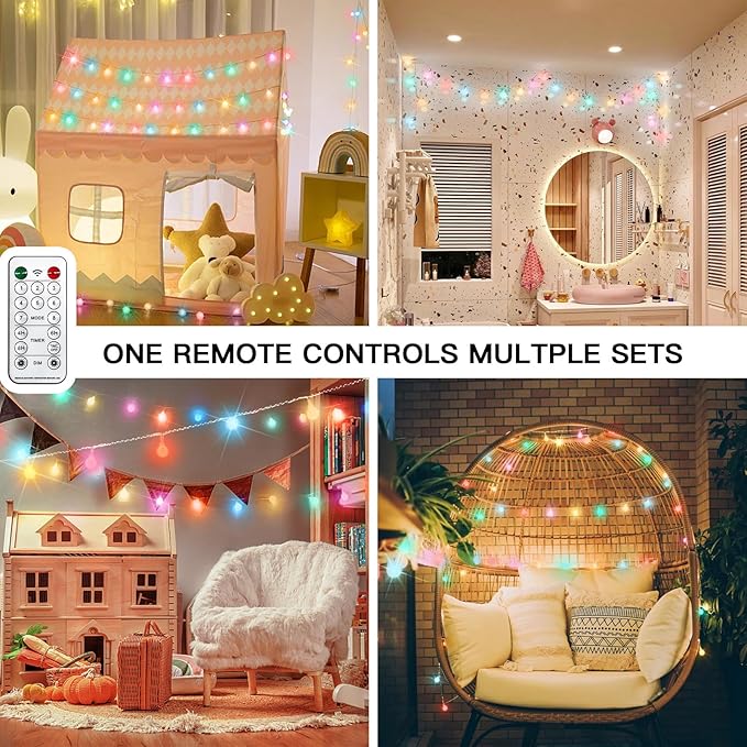 suddus Classroom Lights Plug in, 33ft 100 Led USB Pastel Fairy Lights with Timer, Globe String Lights Indoor for, Dorm, Party, Room, Outdoor, Tree, Patio, Garden, Christmas Decoration
