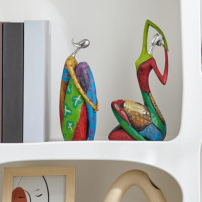 Octdays Art Yoga Female Sculpture Figurines, Abstract Woman Statue for Home Decor, Colorful Decorations for Living Room Shelf Office Cabinet Accents - B