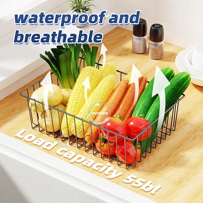 Simple Trending 8 Pack Large Wire Baskets for Organization, Metal Pantry Storage Baskets for Cabinet, Kitchen, Garage, Bathroom, Black