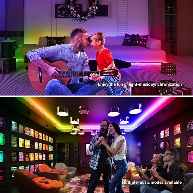 COB RGB Smart IC Strip Lights 40FT LED Strip Lights RGB+IC LED Strip Lights with RF Control Music Sync COB RGB LED Light for Bedroom Gaming Party Home Decor 2×20FT Rolls