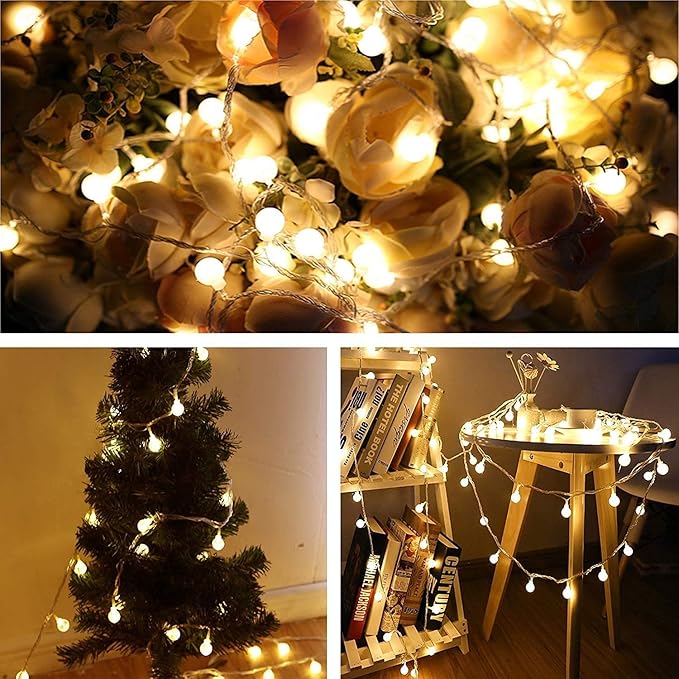Globe String Lights Plug in 65.6 Feet 150 led,8 Modes Fairy Lights,Indoor Lights for Bedroom,Classroom,Outdoor Lights for Patio,Garden,Party,Wedding-Warm White