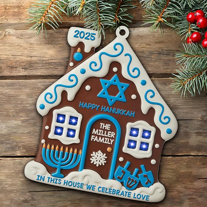House Warming Gifts New Home Ornament 2025 - Hanukkah Ornaments, Hanukkah Gingerbread House Jewish Ornaments, Custom Family Christmas Ornament for Tree