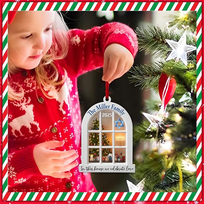 Personalized Hanukkah Ornaments for Tree - Merry Chrismukkah Jewish and Christian, Custom Christmas Hanukkah Ornaments 2025, Housewarming Gifts for Women Men