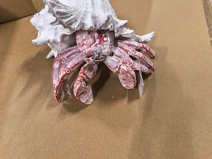 VVGIFTS Beach Coastal Decor Red Hermit Crab with Shell Figurines Decor Home Office Desk Sculpture Statue for Tabletop Shelf Bathroom Decoration Ornament Gift (Red)