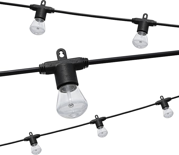 Enbrighten LED Bistro Outdoor String Lights, 12ft, 6 Shatter Resistant Lifetime Bulbs, 2200K Warm White, Weather Resistant, Indoor/Outdoor, Commercial Grade, Perfect for Backyard, Porch, Patio, 38353