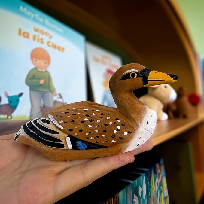 Mallard Duck Decor Wooden Animal Figurines Little Ducks Funny Desk Accessories Small Duck Statues Handmade Carving Decoys Ornament for Home Room Decor