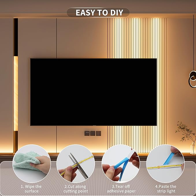 MIWISE COB LED Strip Light 32.8ft/10m,CRI 90+ Warm White 2700K High Lumen Dimmable Super Bright Flexible DC24V LED Tape Light with Controller/Dimmer,for Cabinet Home Office DIY Lighting Projects