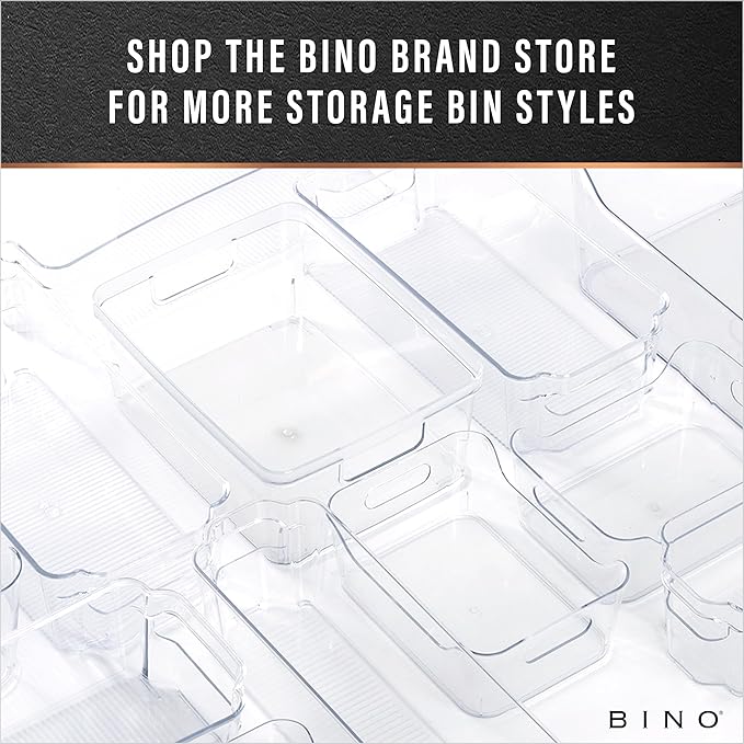 BINO | Plastic Storage Bins, Medium - Deep | THE HANDLER COLLECTION | Multipurpose Organizer Bins | Kitchen Pantry Organizers and Storage | Clear Containers for Organizing Home | Freezer Organizer
