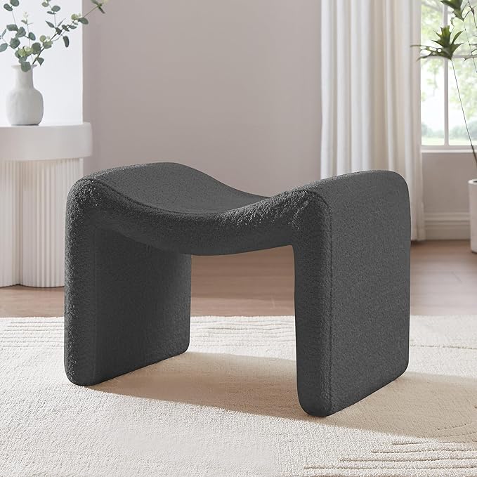Large Footstool Ottoman, Multi-Functional Modern Foot Stool, Sofa Footrest Extra Seating for Living Room, Entryway, Hallways and Bedrooms, Large, Dark Gray