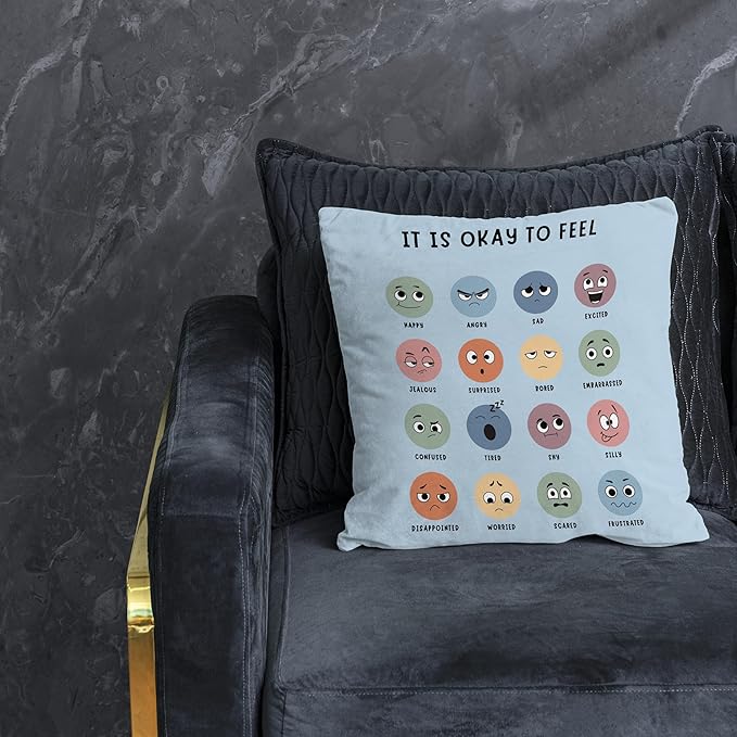 Nogrit Counseling Office Must Haves Throw Pillow Cover, Calming Corner, Mental Health Pillowcase Decor for Home Kids,Mental Health Counselor Gifts, Calming Corner Pillow Covers 18x18 Light Blue