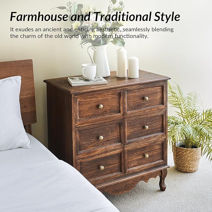 HULALA HOME 3-Drawer Nightstand with Charging Station, Drawer Organizer with Wood Legs, Farmhouse Solid Wood Nightstand Set of 2(Walnut)