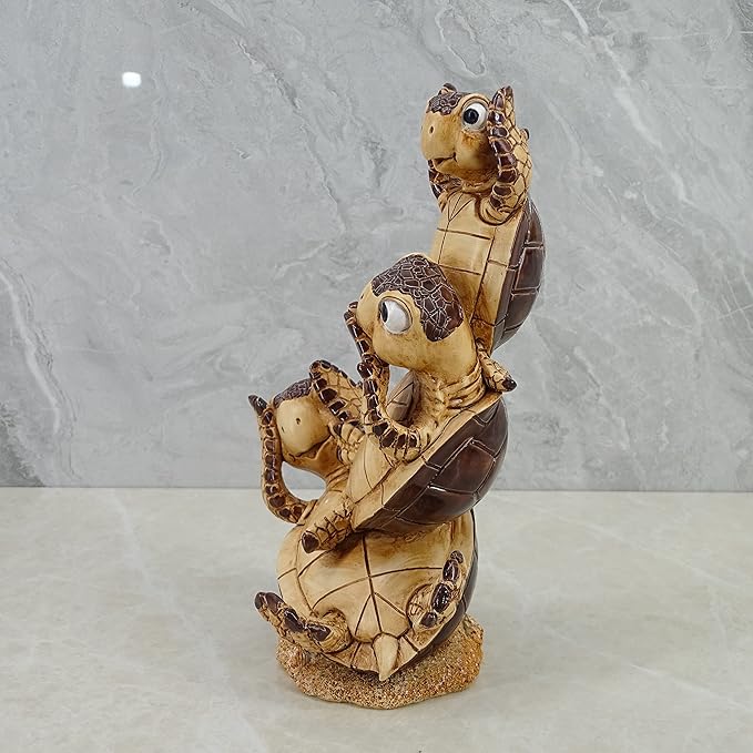 Decorative Resin Sea Turtle Statue. Lovely Baby Seaturtle Figurine. Wild sea Life Blue Sea Turtle Table Décor. and Gift, Lucky Wealth Feng Shui Seaturtle Figurine (Brown3)