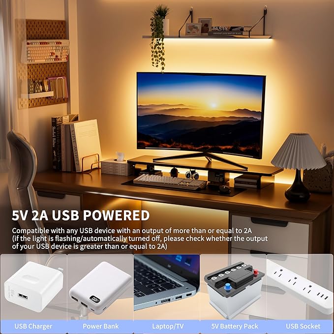 PAUTIX COB LED Strip with Motion Sensor,5V USB LED Tape Light 2700K Warm White,CRI90+ Super Bright,Dimmable Motion Activated LED Strip Light for Bedroom,Cabinets,Kitchen,Stair,Closet Lighting Projects
