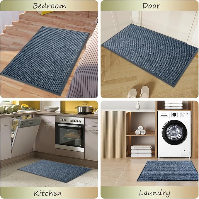 Front Door Mat,3'x10'Indoor Outdoor Door Mat,Heavy Duty Welcome,Commercial Floor Mats Inside Outside Entrance, Waterproof All-Season, All-Weather Non Slip Backing Doormat for Entryway,Dark Gray